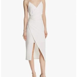 Betsey Johnson White Draped‎ V Neck Spaghetti Strap Midi Dress Women Size M